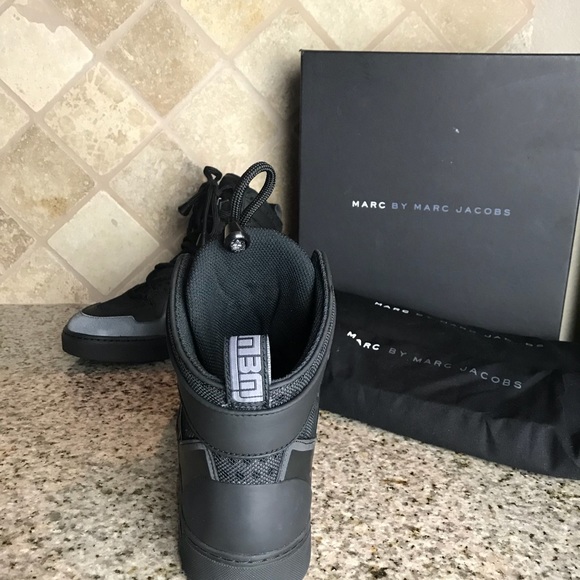 Marc Jacobs Black Ninja Textile High Top Sneakers - Picture 3 of 7